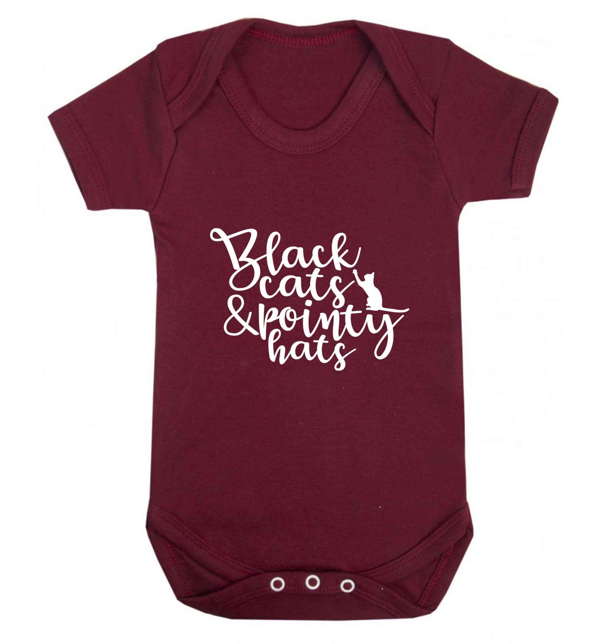 Black cats and pointy hats baby vest maroon 18-24 months