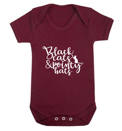 Black cats and pointy hats baby vest maroon 18-24 months
