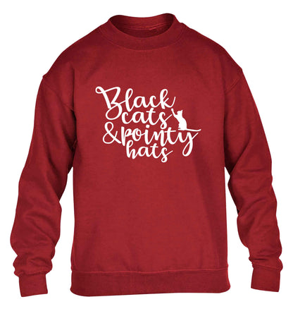Black cats and pointy hats children's grey sweater 12-13 Years