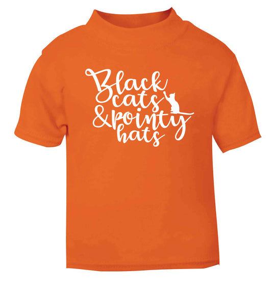 Black cats and pointy hats orange baby toddler Tshirt 2 Years