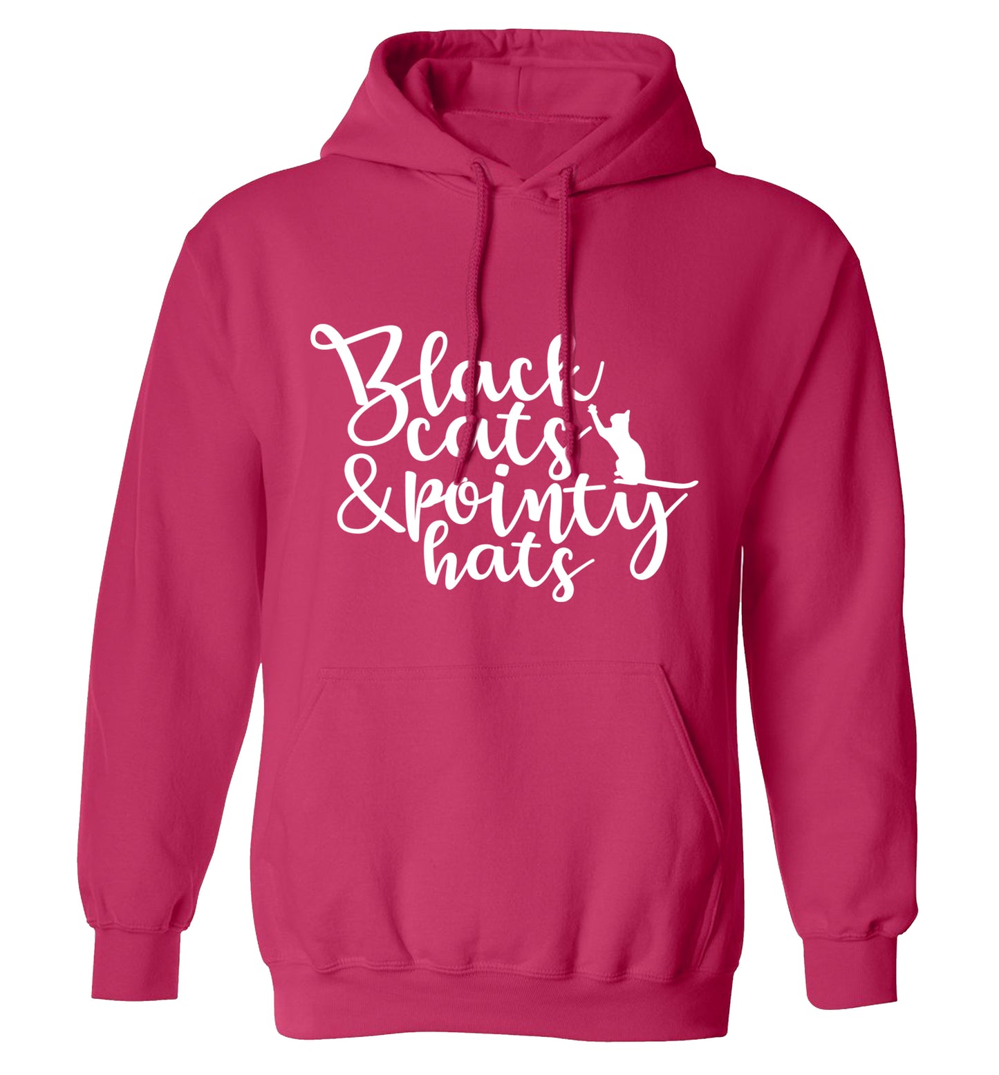 Black cats and pointy hats adults unisex pink hoodie 2XL