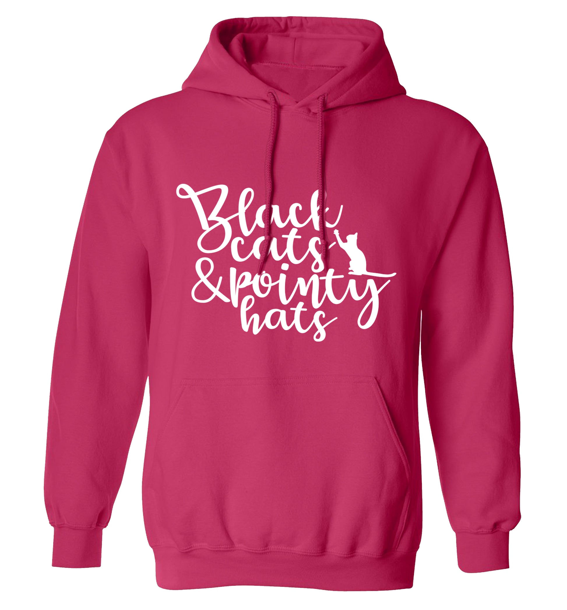 Black cats and pointy hats adults unisex pink hoodie 2XL
