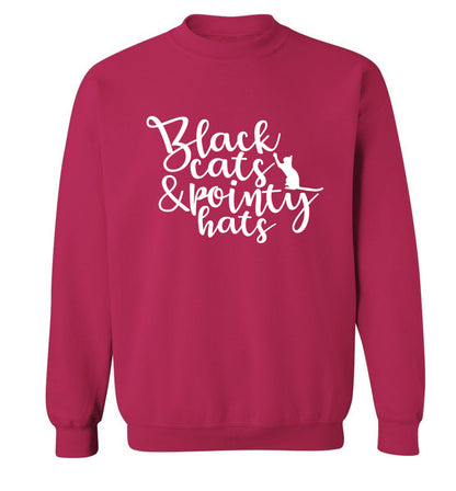 Black cats and pointy hats Adult's unisex pink Sweater 2XL