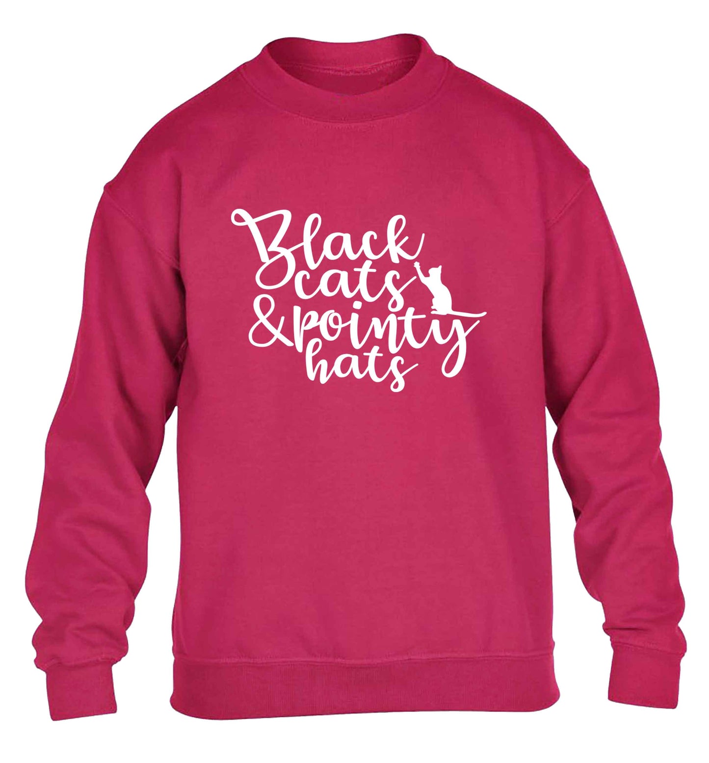 Black cats and pointy hats children's pink sweater 12-13 Years