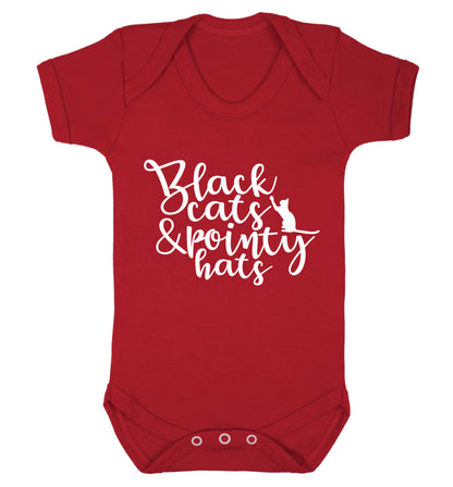 Black cats and pointy hats Baby Vest red 18-24 months