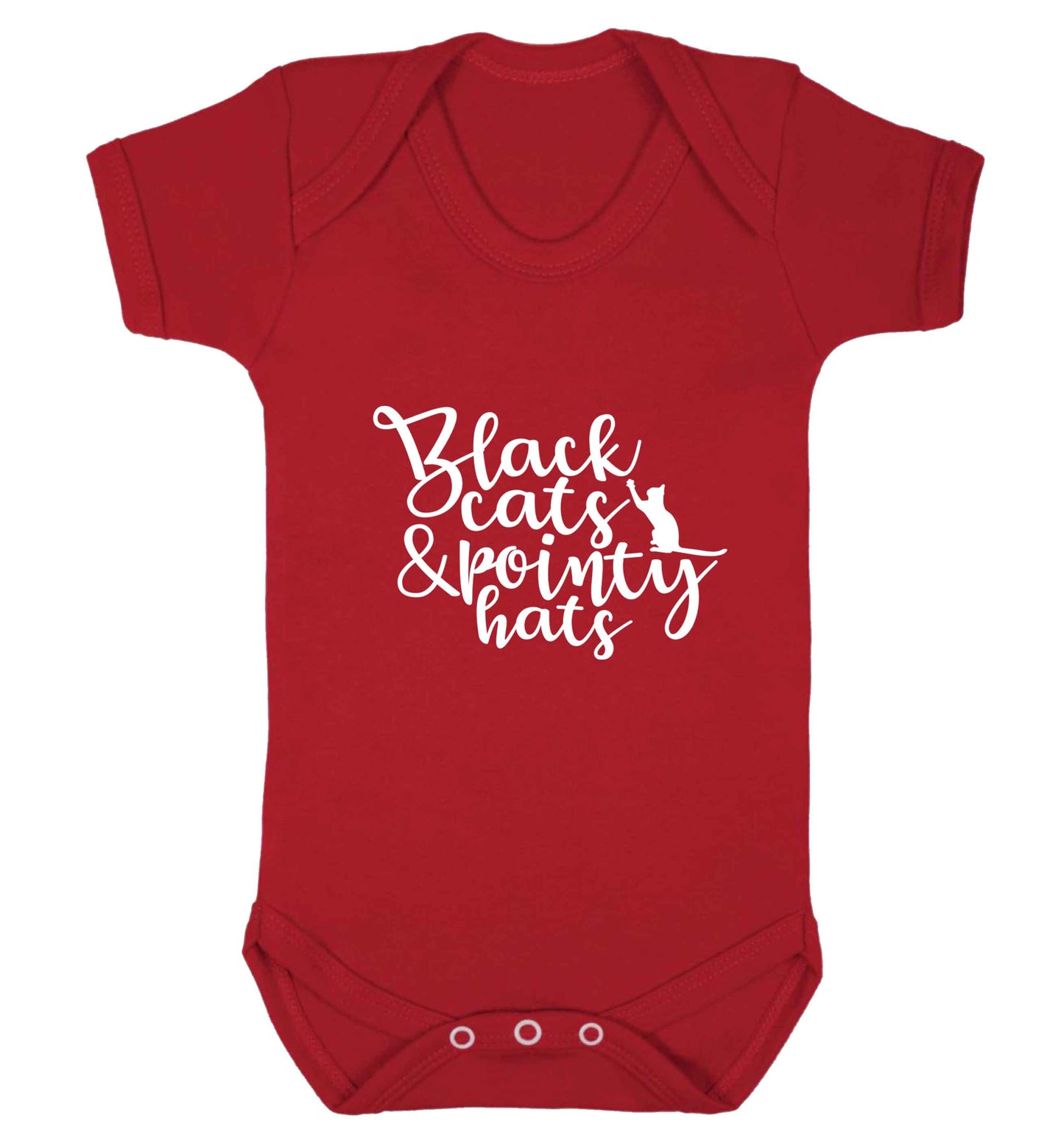 Black cats and pointy hats baby vest red 18-24 months