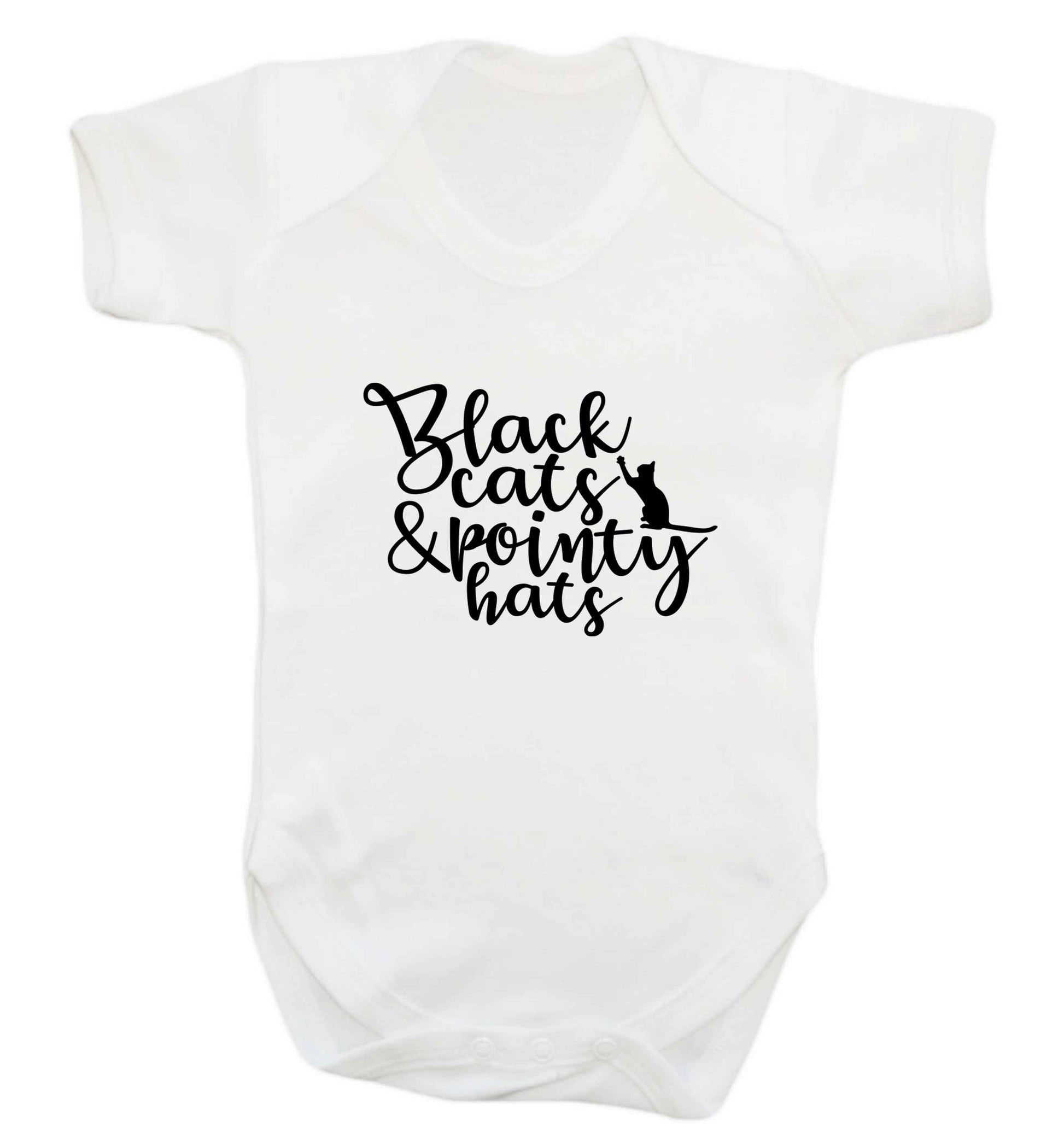 Black cats and pointy hats baby vest white 18-24 months