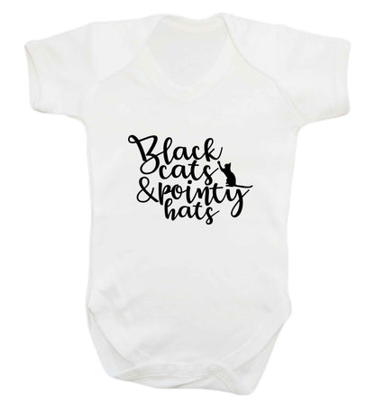 Black cats and pointy hats baby vest white 18-24 months