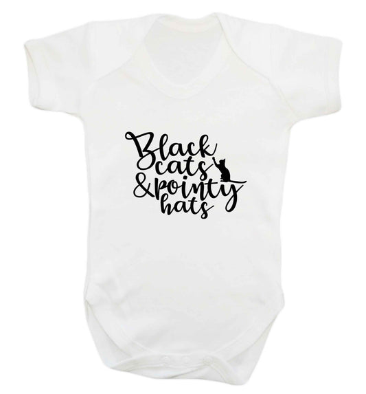 Black cats and pointy hats baby vest white 18-24 months