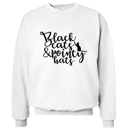 Black cats and pointy hats Adult's unisex white Sweater 2XL