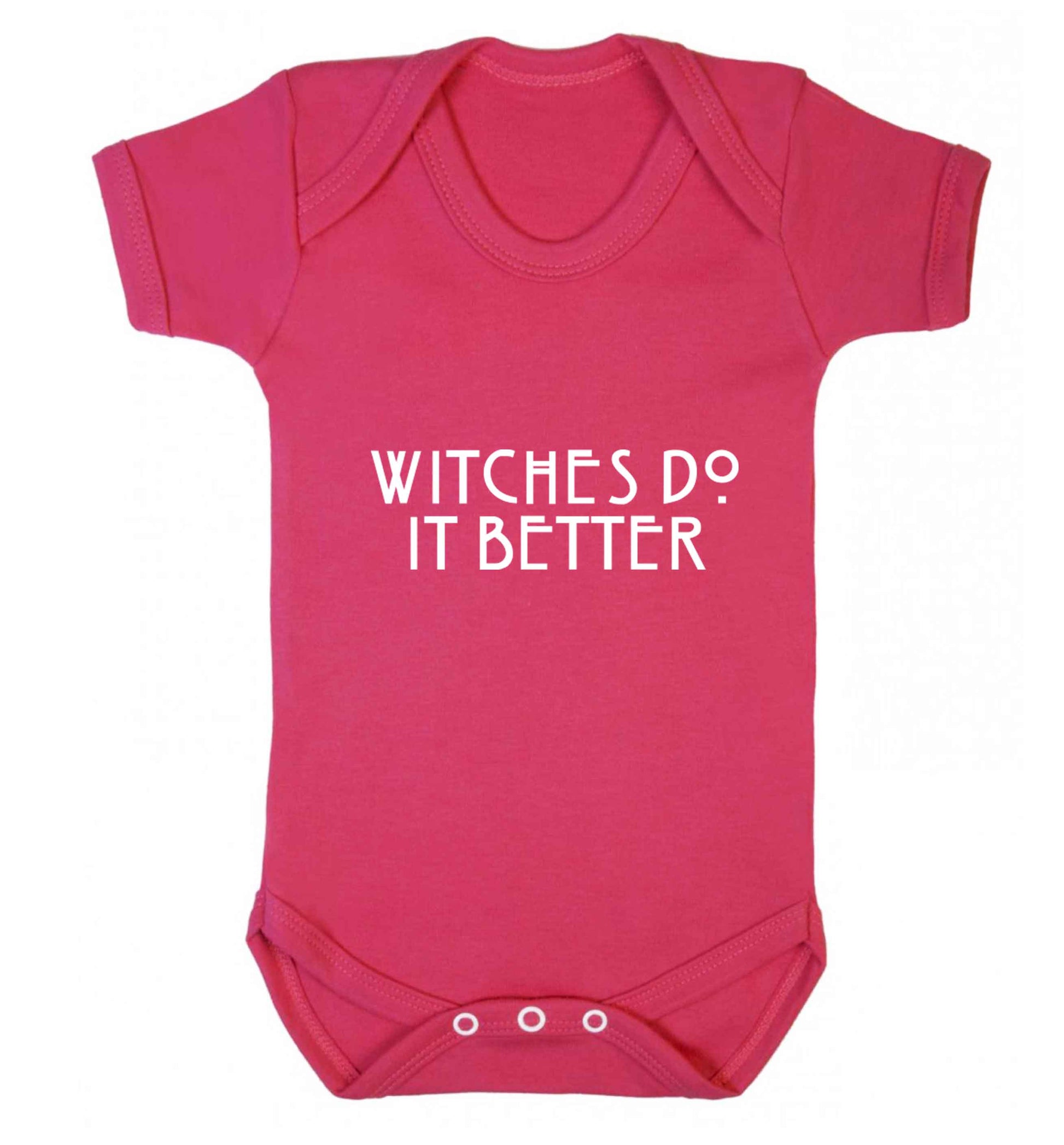 Witches do it better baby vest dark pink 18-24 months