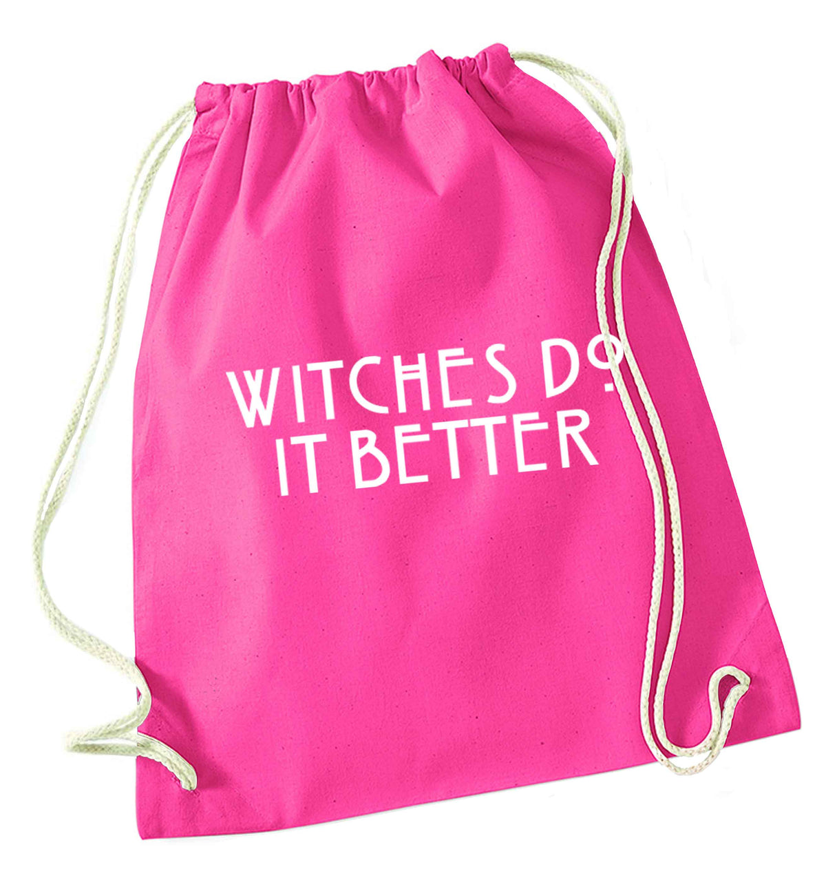 Witches do it better pink drawstring bag
