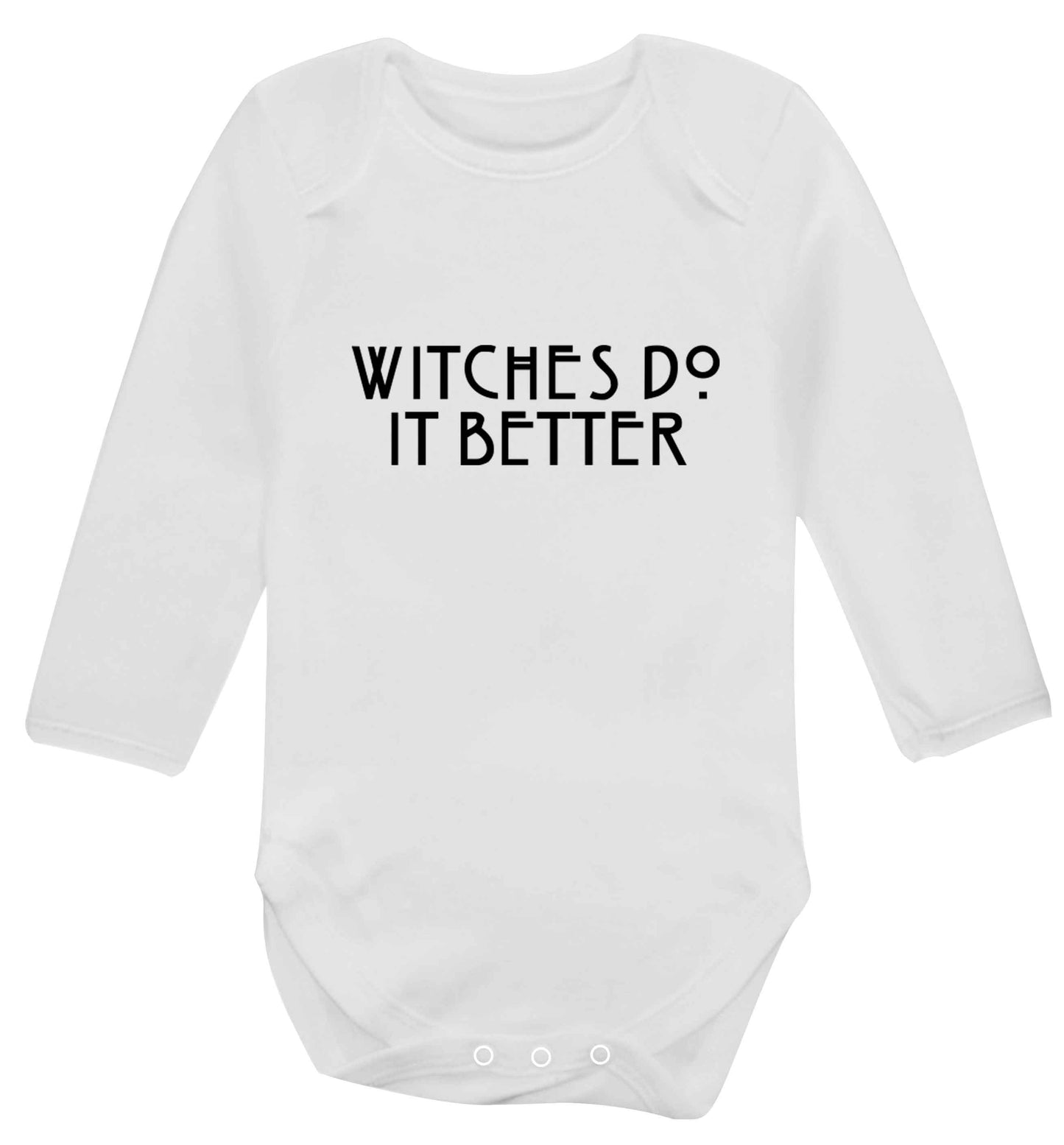 Witches do it better baby vest long sleeved white 6-12 months