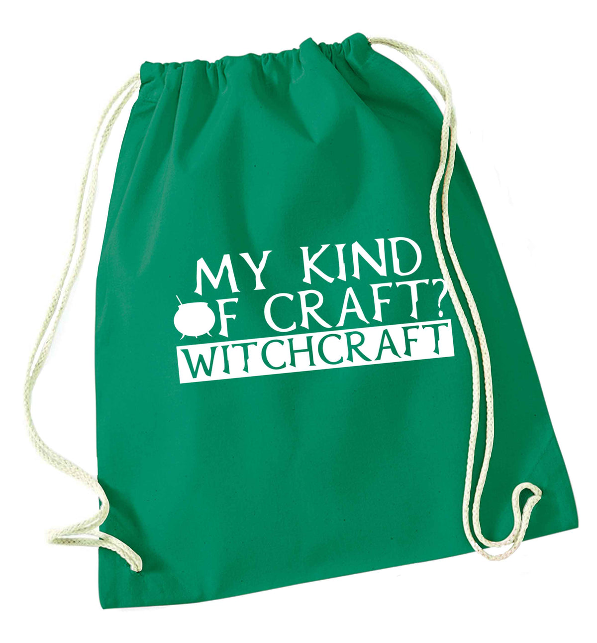 My king of craft? witchcraft  green drawstring bag