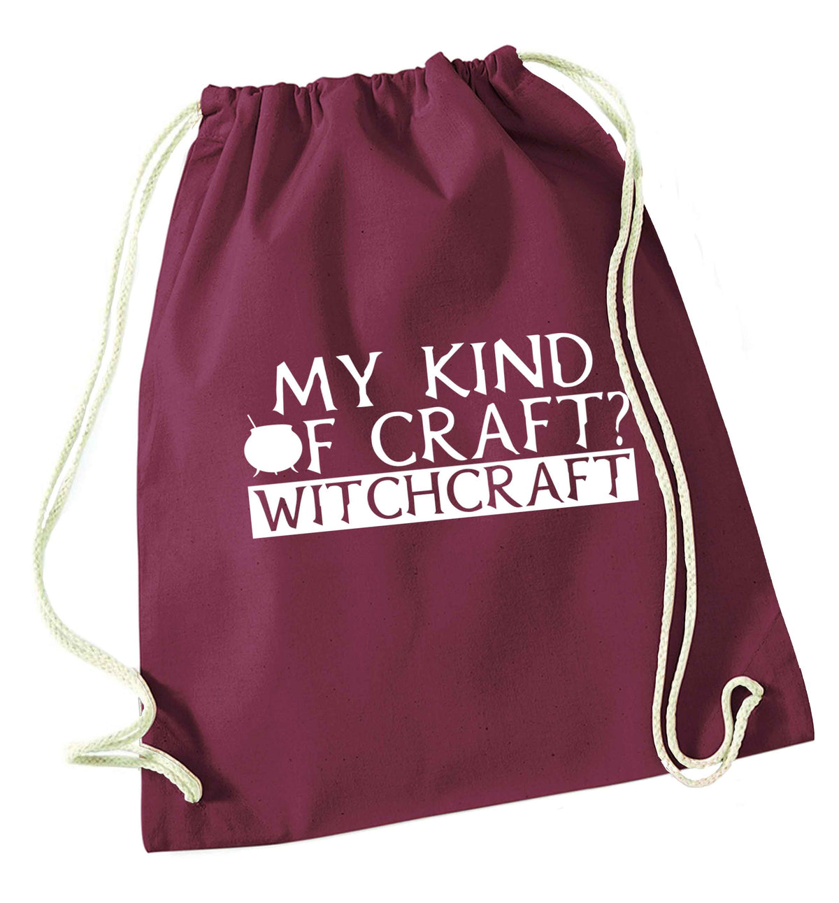 My king of craft? witchcraft  maroon drawstring bag