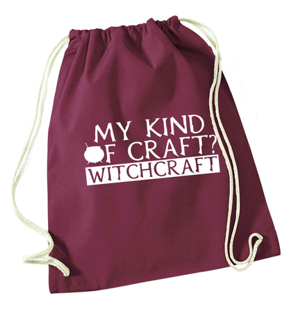My king of craft? witchcraft  maroon drawstring bag
