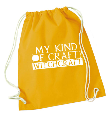 My king of craft? witchcraft  mustard drawstring bag
