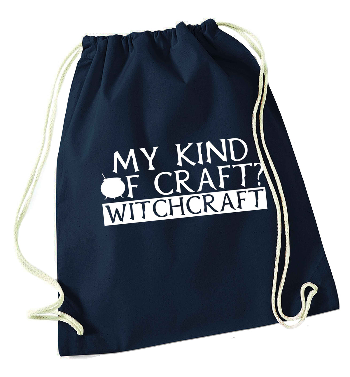 My king of craft? witchcraft  navy drawstring bag