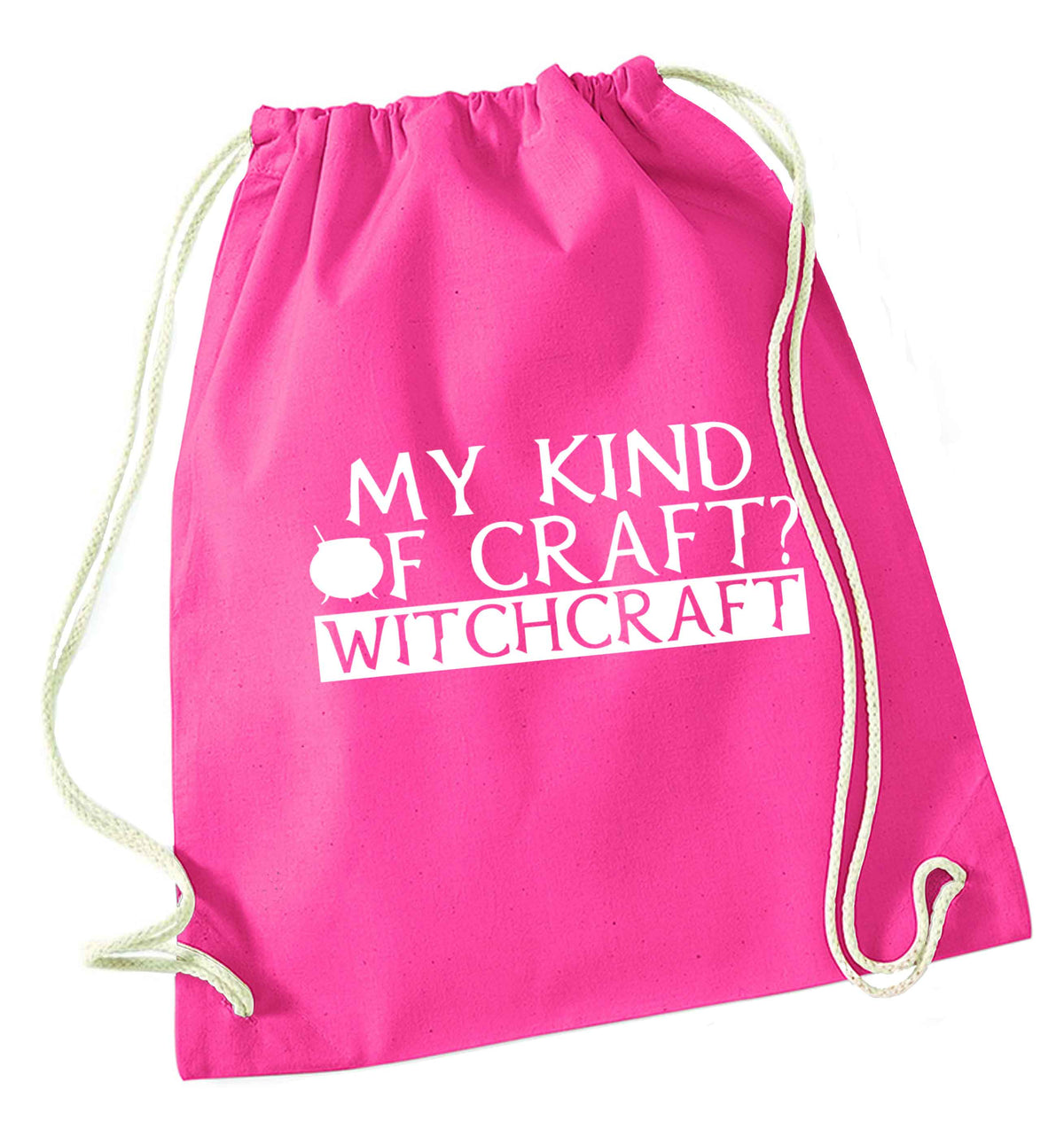 My king of craft? witchcraft  pink drawstring bag