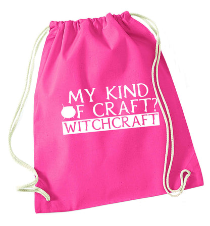 My king of craft? witchcraft  pink drawstring bag
