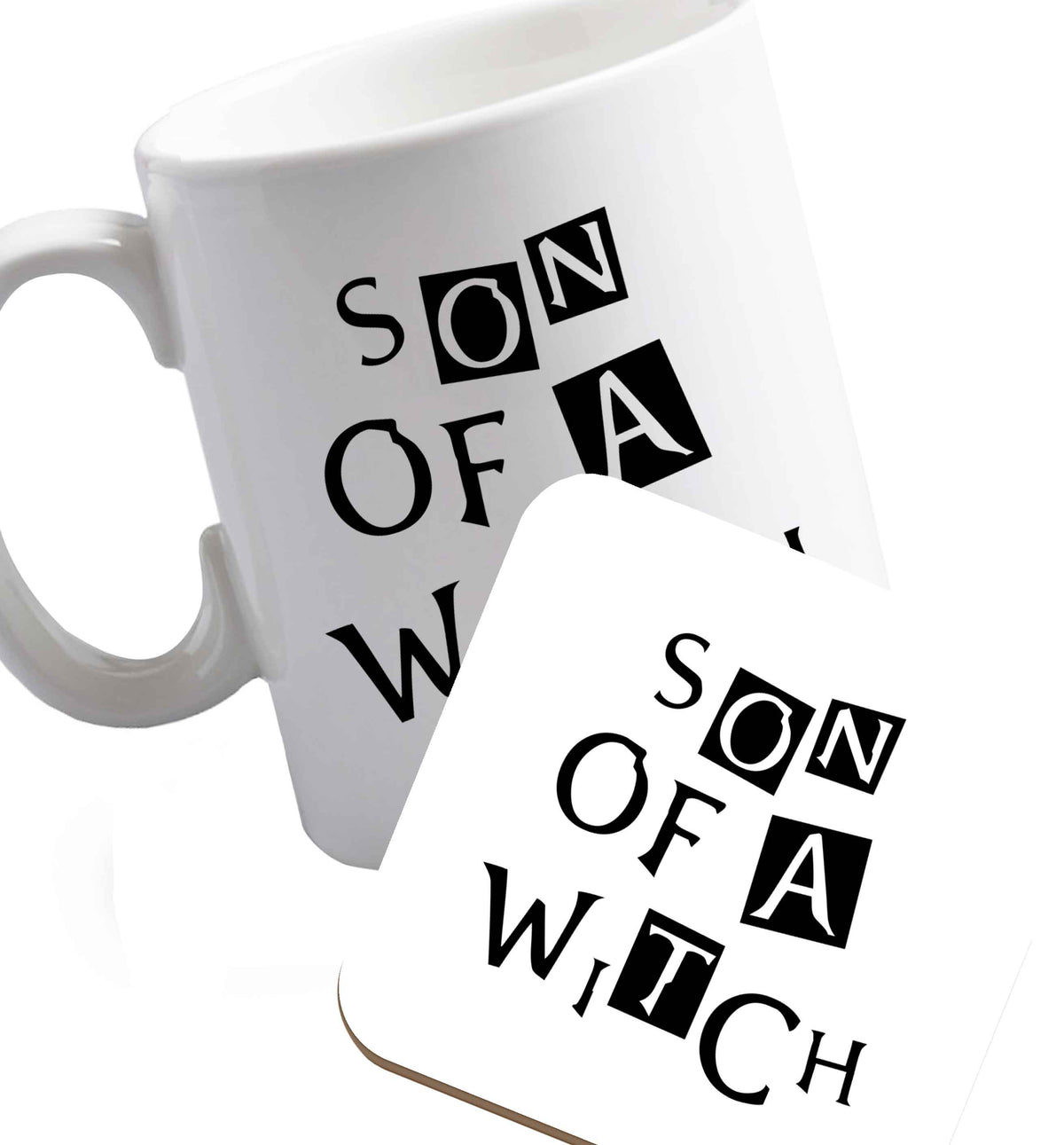 10 oz Favourite Type Pan Pancake ceramic mug and coaster set right handed