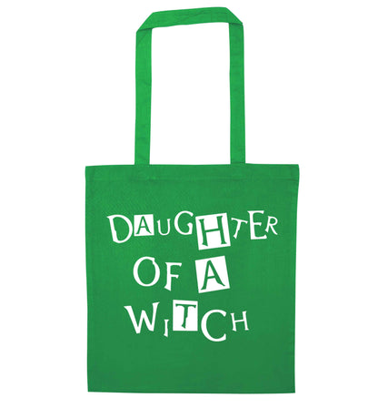 Daughter of a witch green tote bag
