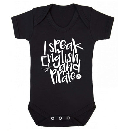 I speak English and pirate Baby Vest black 18-24 months