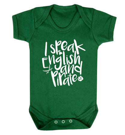 I speak English and pirate Baby Vest green 18-24 months