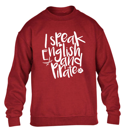 I speak English and pirate children's grey sweater 12-13 Years