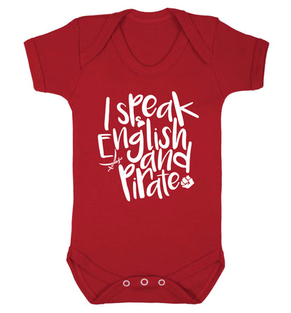 I speak English and pirate Baby Vest red 18-24 months