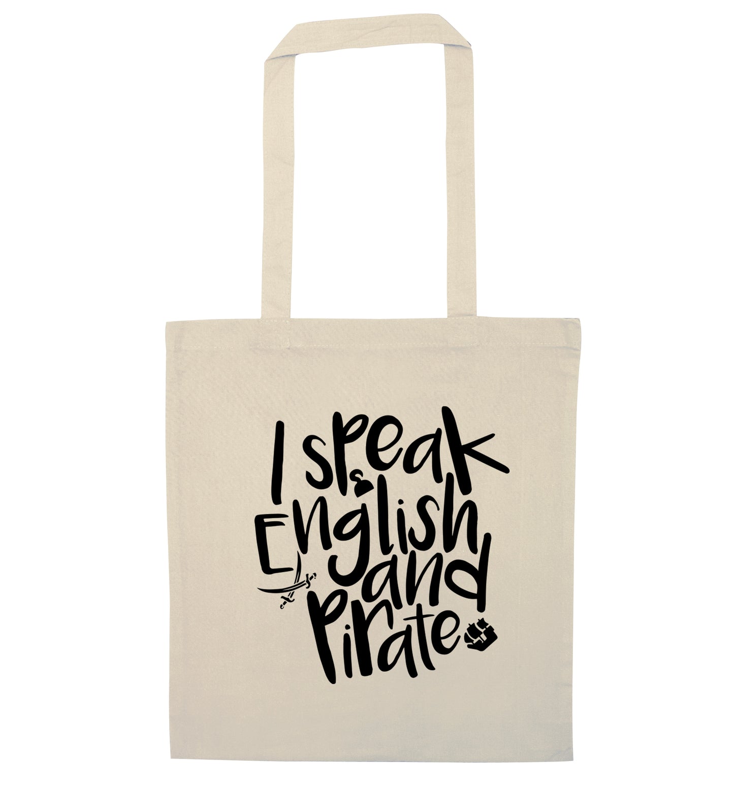 I speak English and pirate natural tote bag