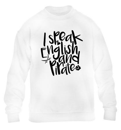 I speak English and pirate children's white sweater 12-13 Years