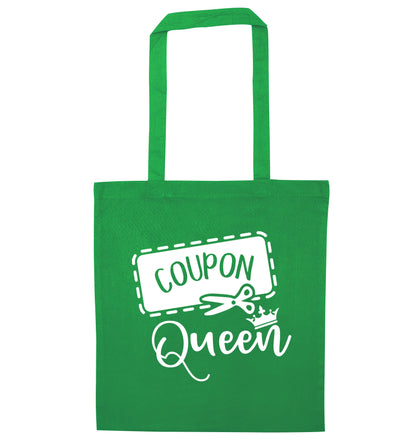 Coupon Queen green tote bag