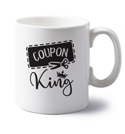 Coupon King left handed white ceramic mug 