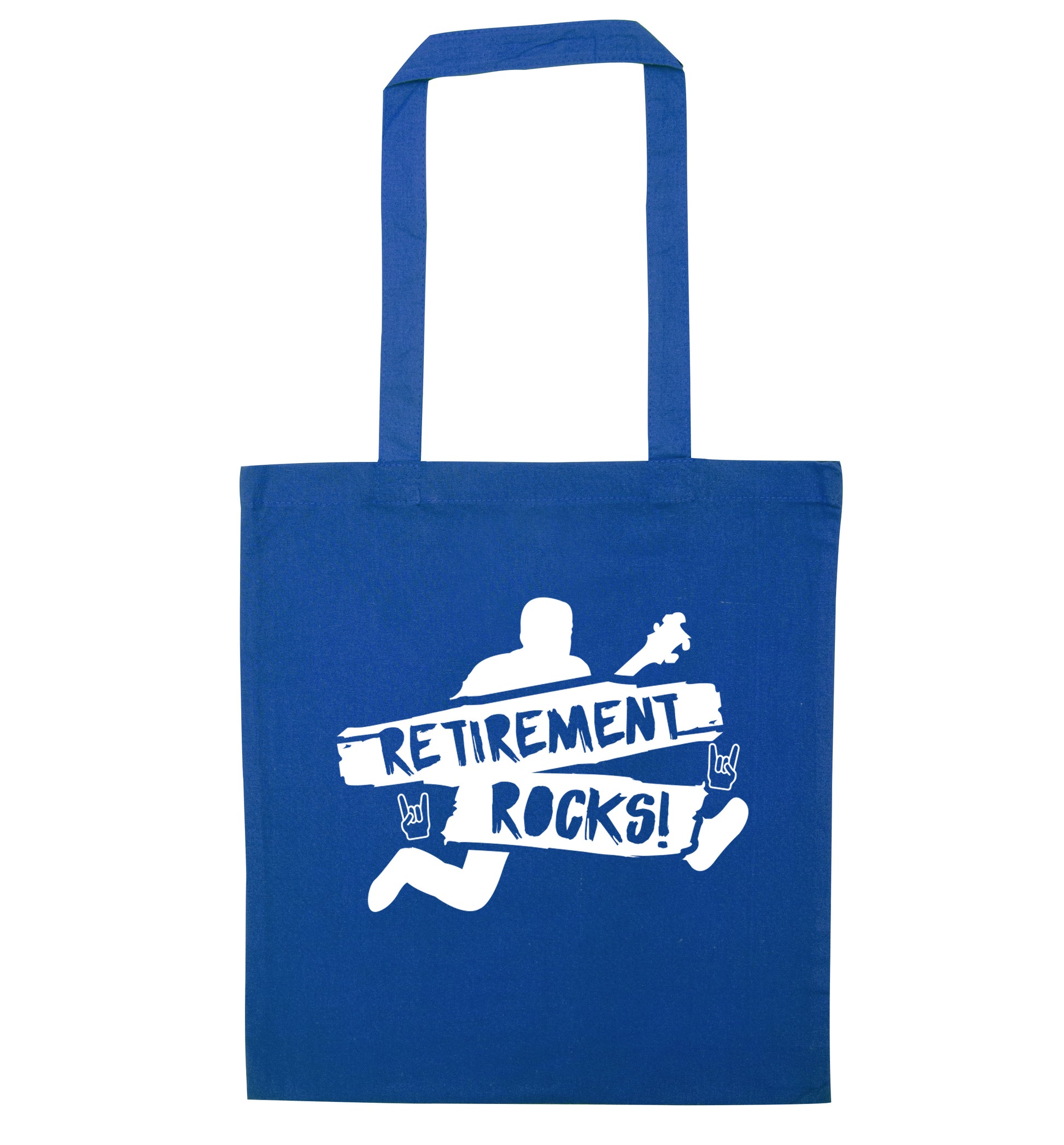 Retirement Rocks blue tote bag