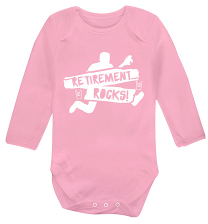 Retirement Rocks Baby Vest long sleeved pale pink 6-12 months