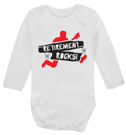 Retirement Rocks Baby Vest long sleeved white 6-12 months