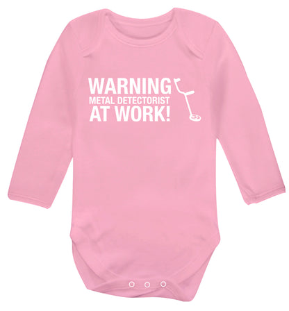 Warning metal detectorist at work! Baby Vest long sleeved pale pink 6-12 months
