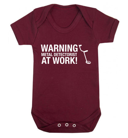 Warning metal detectorist at work! Baby Vest maroon 18-24 months