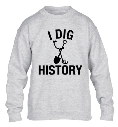 I dig history children's grey sweater 12-13 Years