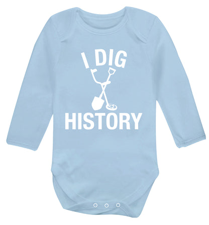 I dig history Baby Vest long sleeved pale blue 6-12 months