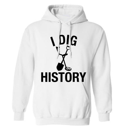 I dig history adults unisex white hoodie 2XL