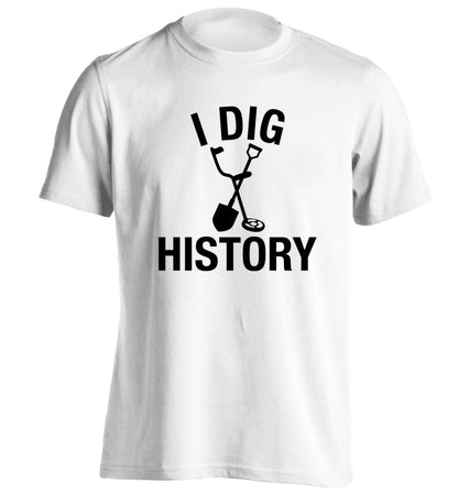 I dig history adults unisex white Tshirt 2XL