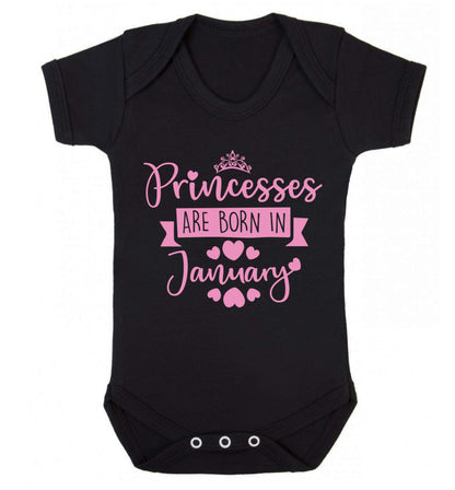 Princesses are born in January Baby Vest black 18-24 months