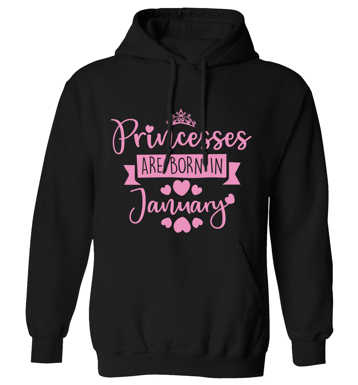 Princesses are born in January adults unisex black hoodie 2XL