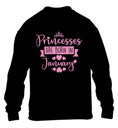 Princesses are born in January children's black sweater 12-13 Years
