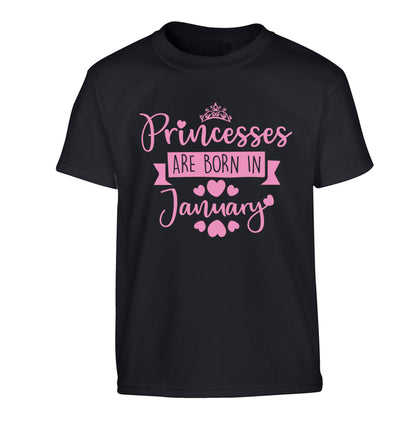 Princesses are born in January Children's black Tshirt 12-13 Years