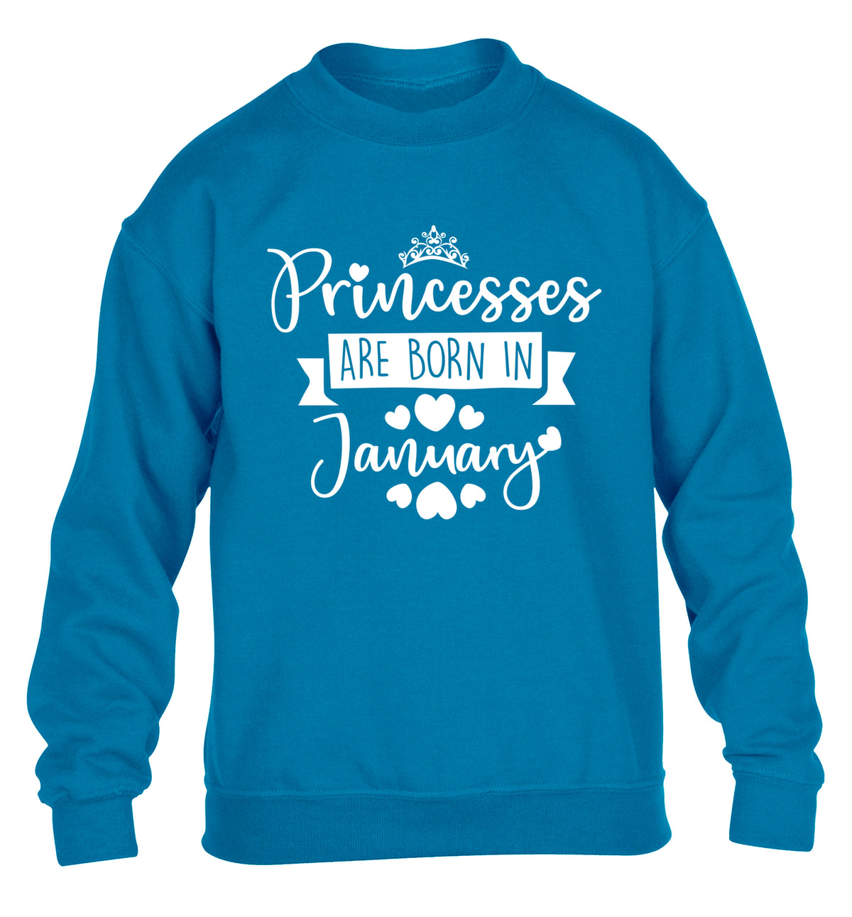 Princesses are born in January children's blue sweater 12-13 Years