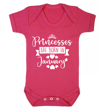 Princesses are born in January Baby Vest dark pink 18-24 months