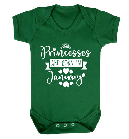 Princesses are born in January Baby Vest green 18-24 months